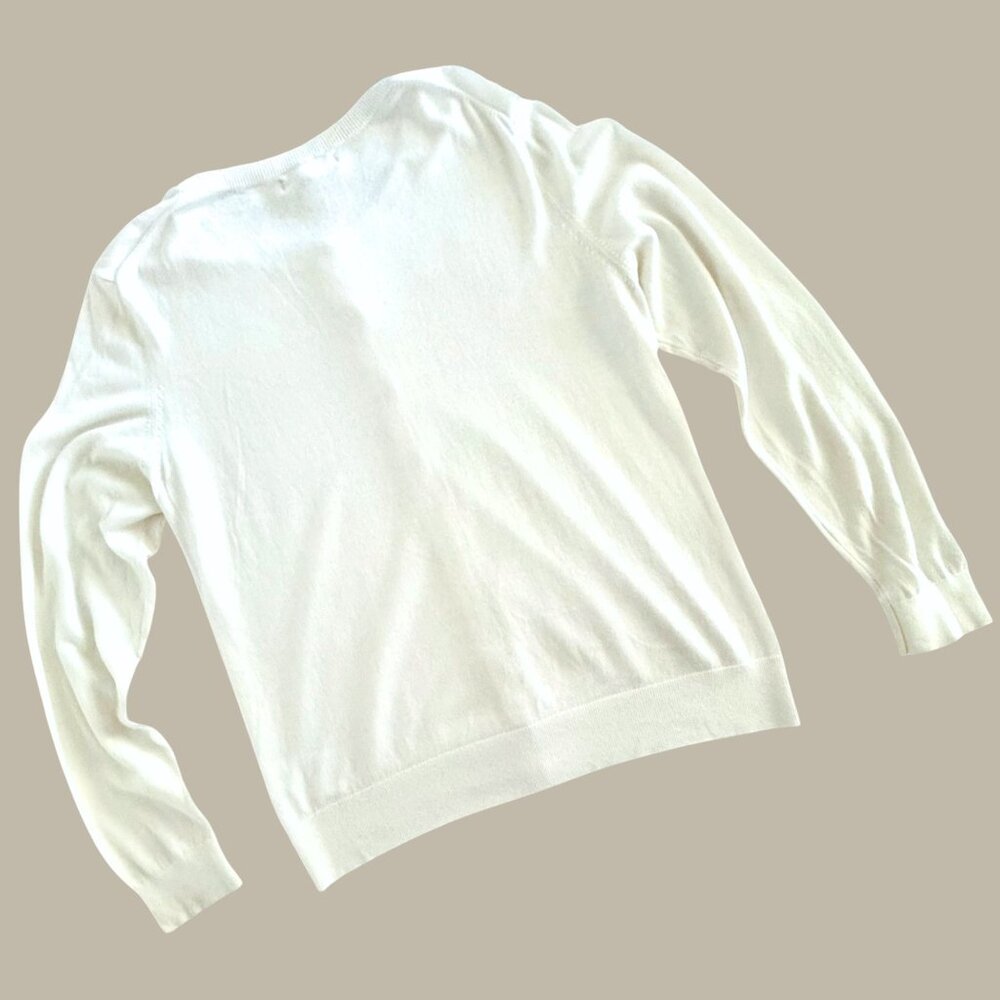 Banana Republic XL Womens Cream Cardigan Sweater Cotton Blend Button Front Long - Picture 4 of 8
